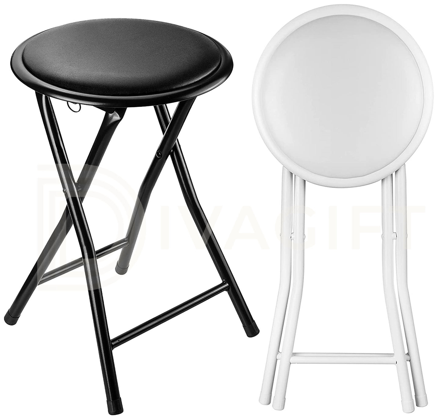 Standard Folding Stool – Durable & Compact Seating Solution Foldable Lightweight Portable - Available in Black or White