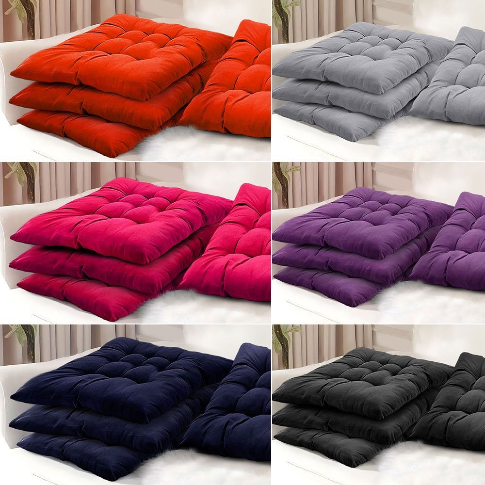 Seat Cushion Pads 4 Pack 40x40cm – Solid Colour Comfort Chair Pads for Office, Dining & Home, Prolonged Sitting Support in Purple & Dark Blue