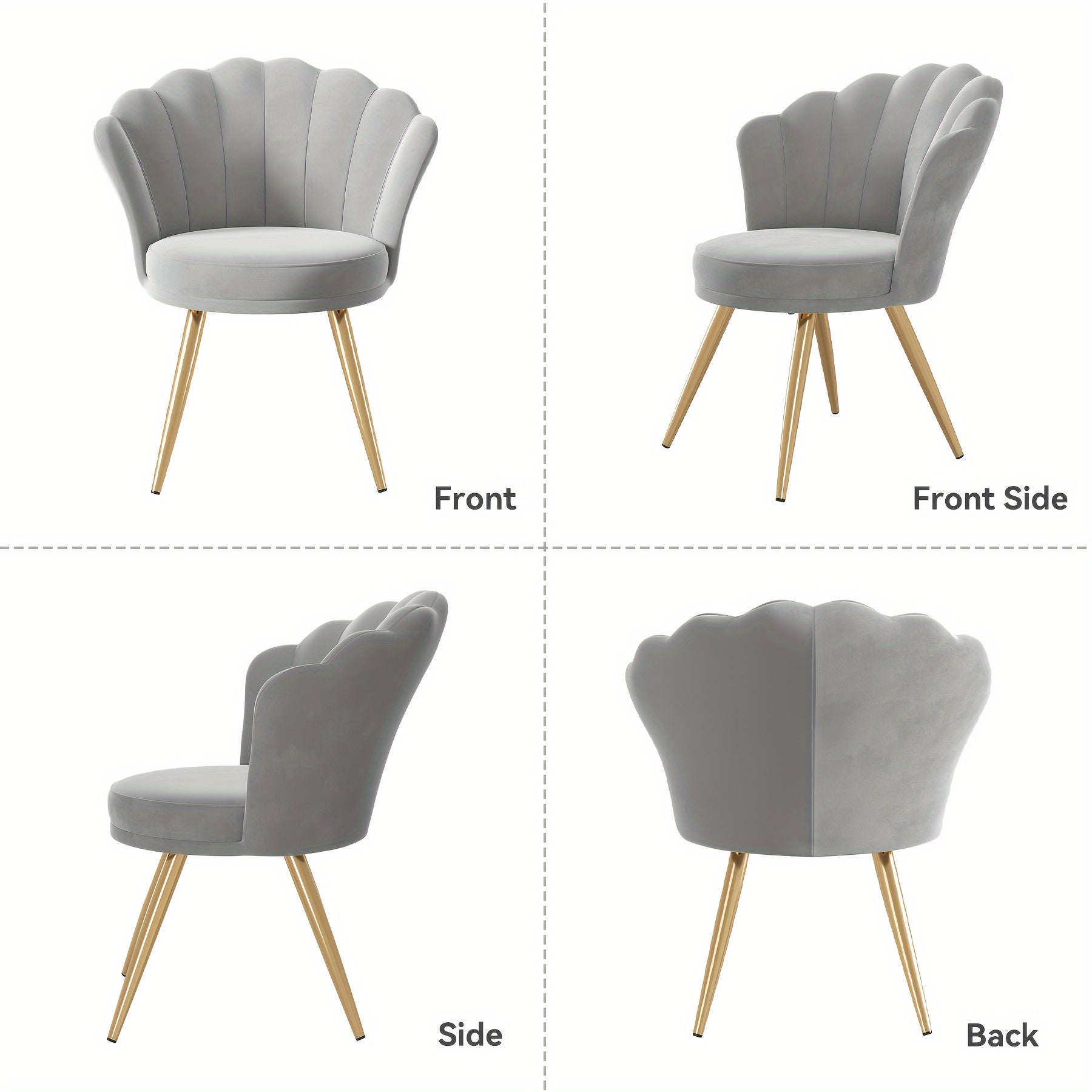 Accent Chair with Metal, Velvet Shell Gold Metal Legs Upholstered - Grey option