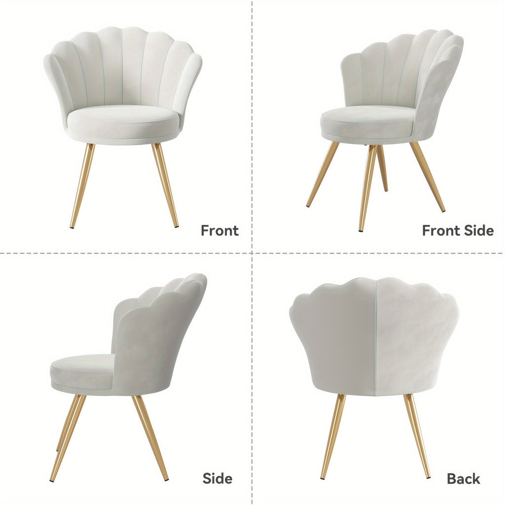 Accent Chair with Metal, Velvet Shell Gold Metal Legs Upholstered - White option
