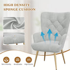 Accent Chair with Metal, Velvet Wingback Mid-Century High Back Metal - product gallery image 4