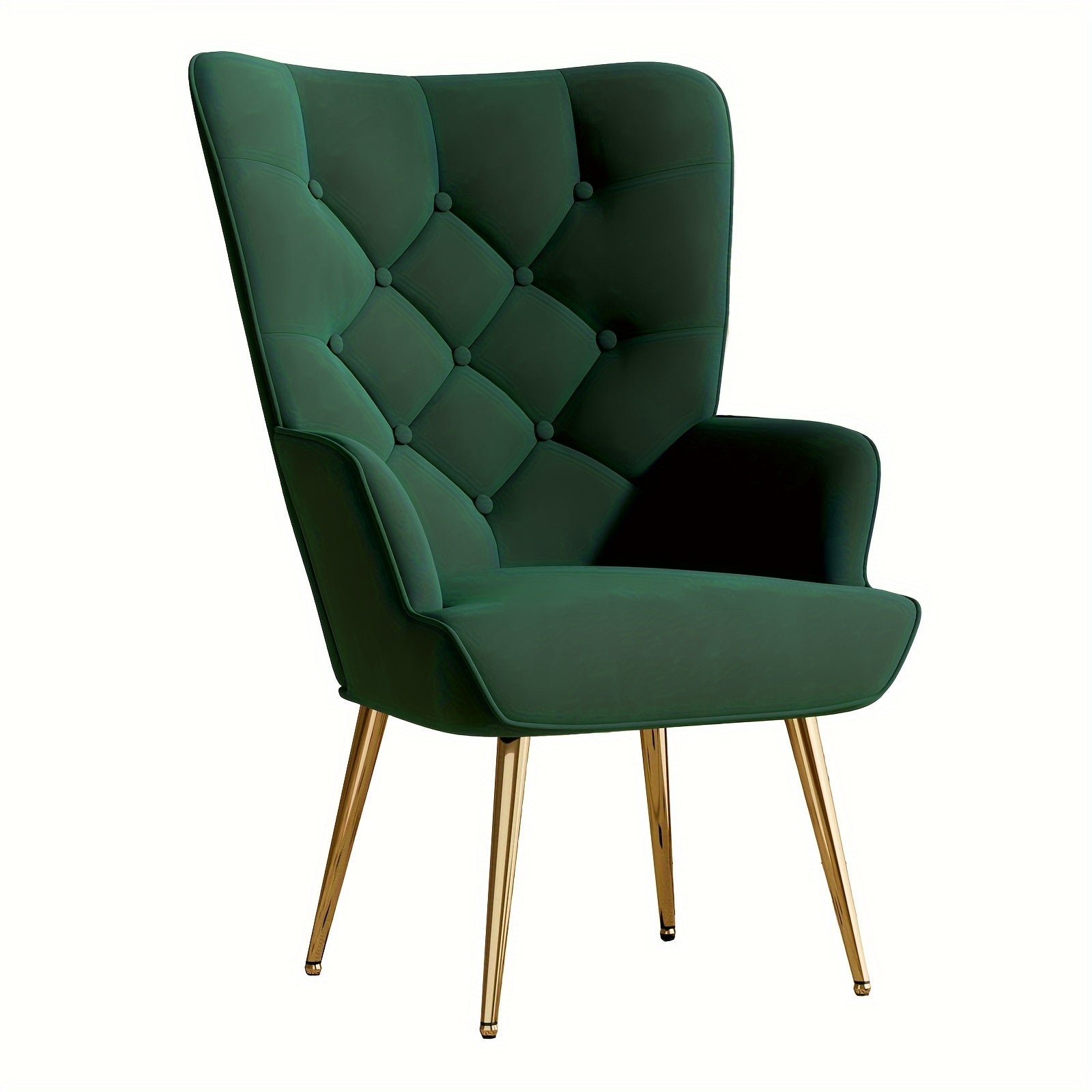 Accent Chair with Metal, Velvet Wingback Mid-Century High Back Metal - Green option
