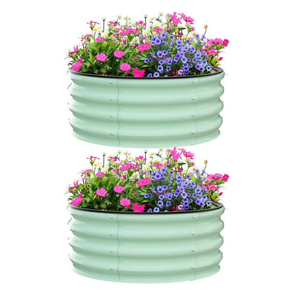 Galvanized Raised Garden Bed, Round Metal Planter Box with Open-Bottom Design, Heavy-Duty Steel Outdoor Flower Bed for Vegetables, Herbs, and Succulents, Easy Installation