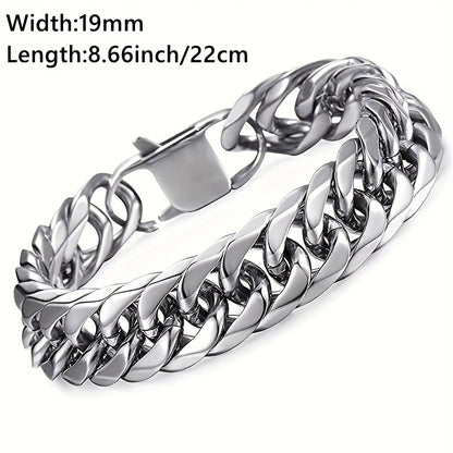 16/19/21Mm Width 316 Stainless Steel Curb Bracelet Hip Hop Party Men'S 316 Stainless Steel Bracelet Heavy Chain