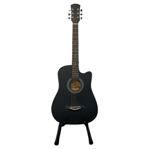 Acoustic Guitar with Cutaway Steel Strings Carry Bag Full - Black option