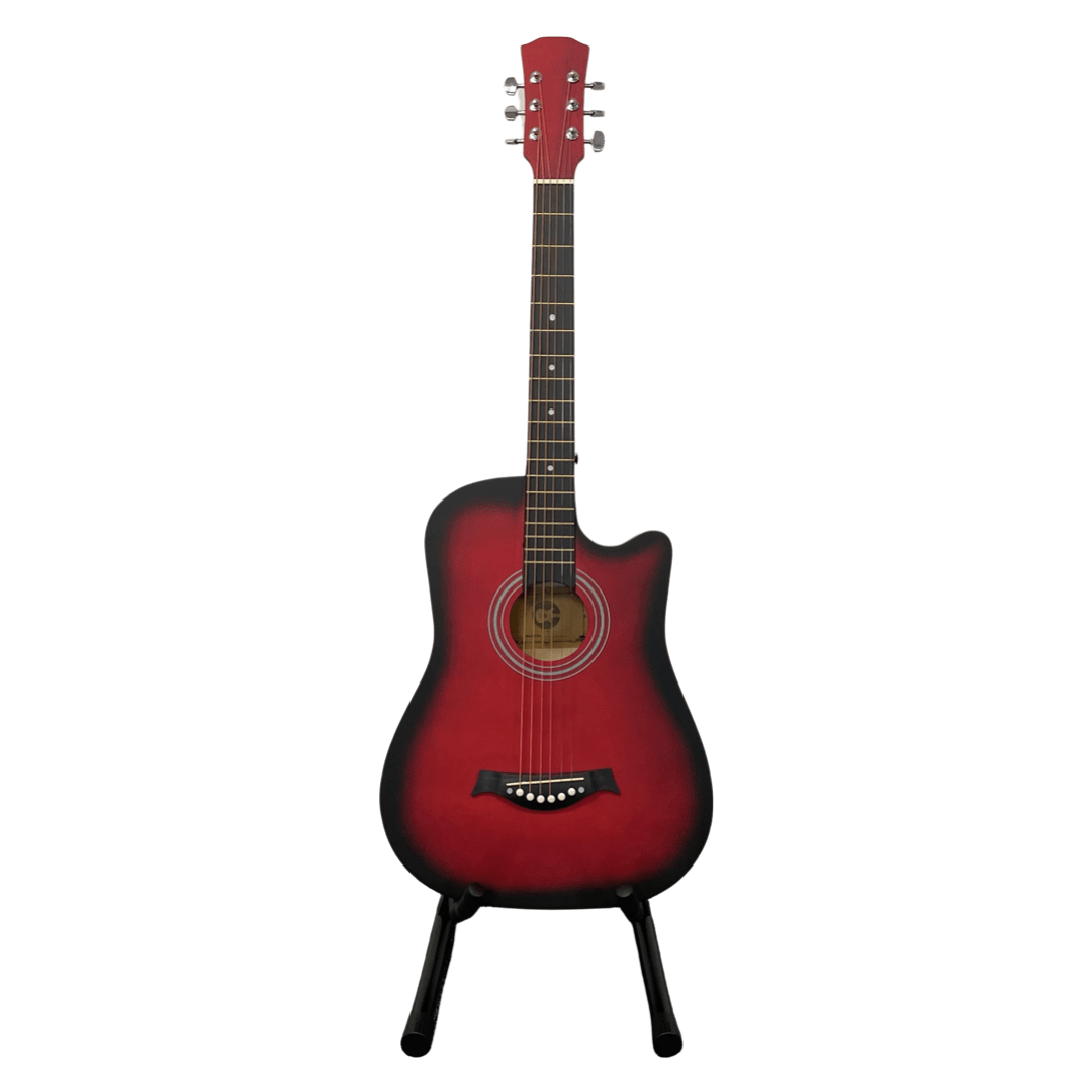 Acoustic Guitar with Cutaway Steel Strings Carry Bag Full - Red option