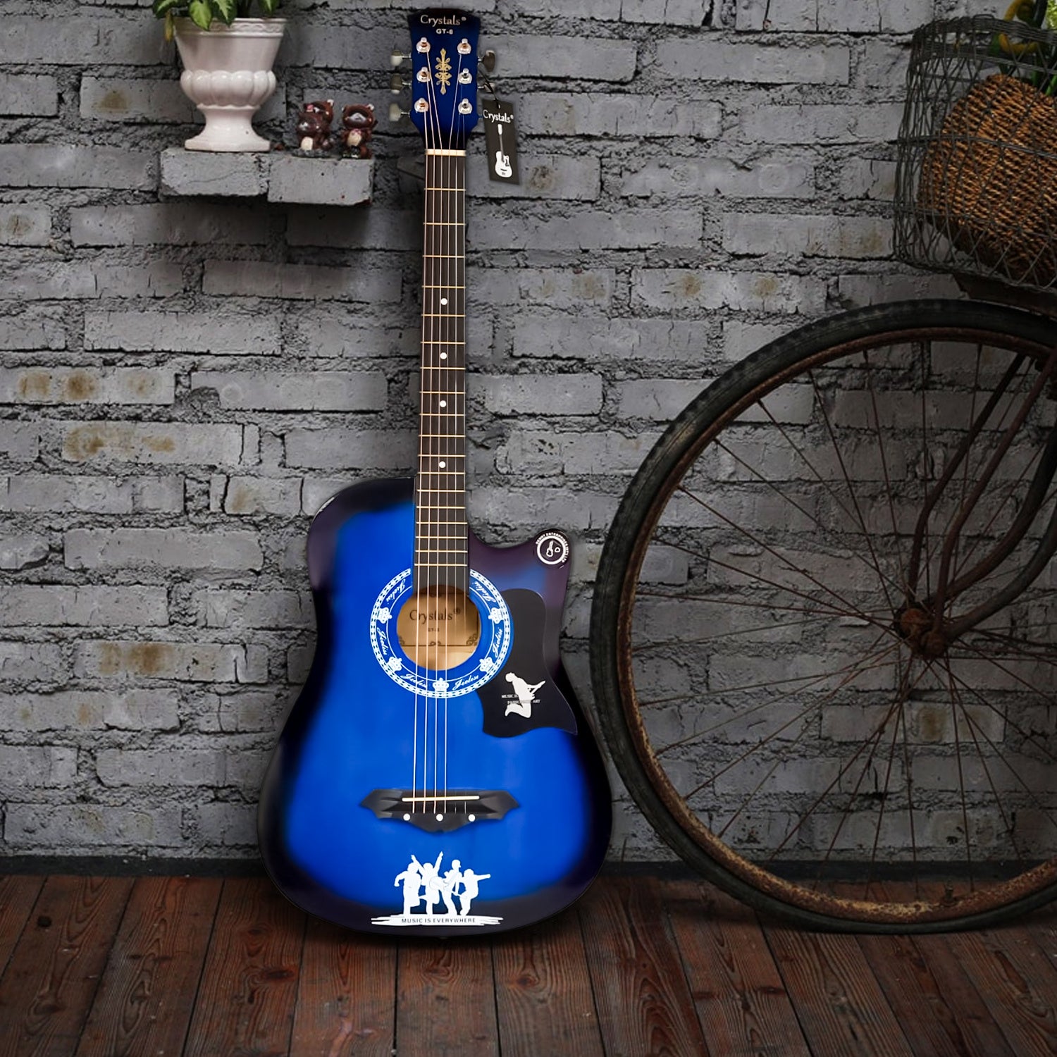 Acoustic Guitar with Metal, Full Starter 4 Stand, Tuner, Strap - product gallery image 3