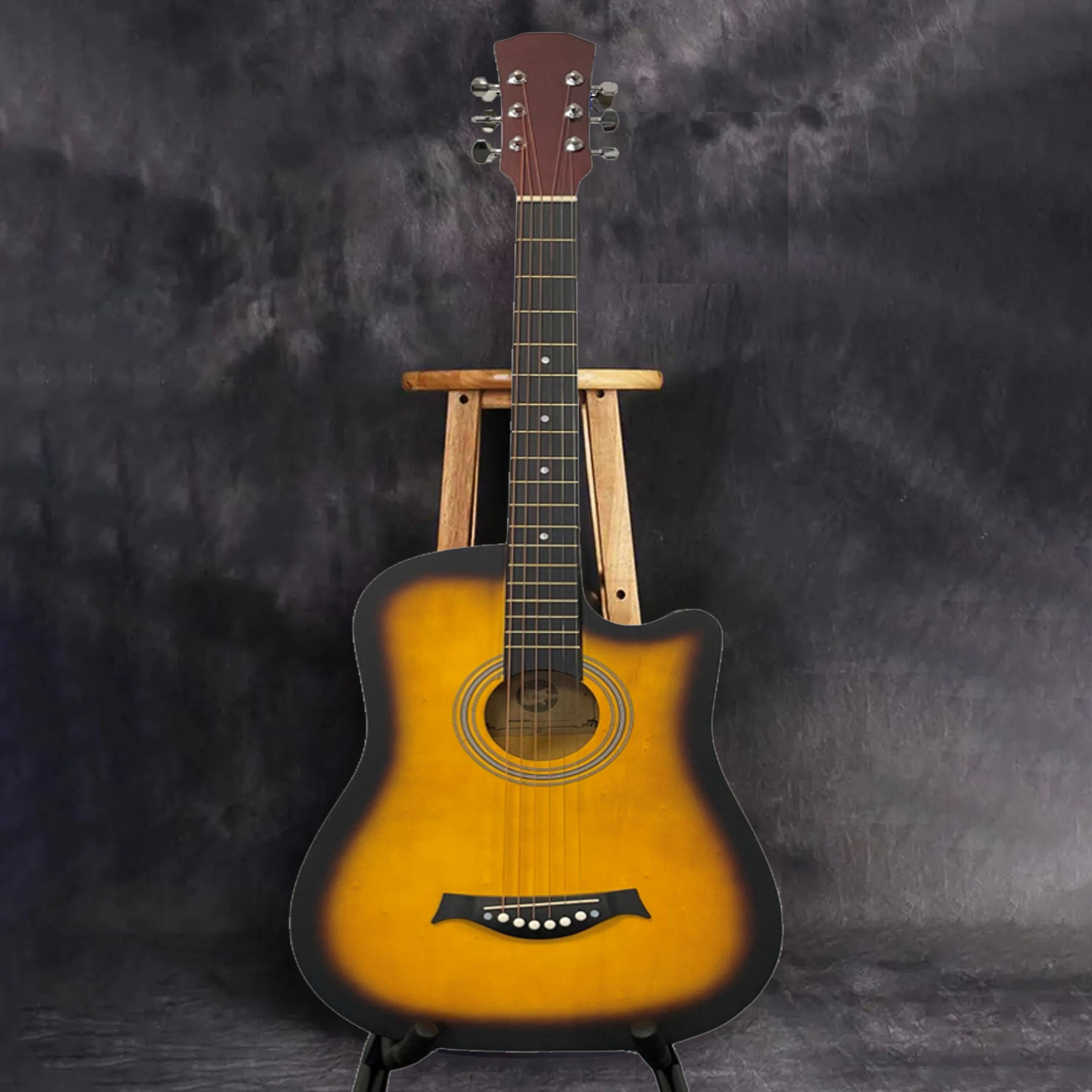 Acoustic Guitar with Wood, 1, Beginners Inch Full Natural Cutaway Hardwood - product gallery image 19
