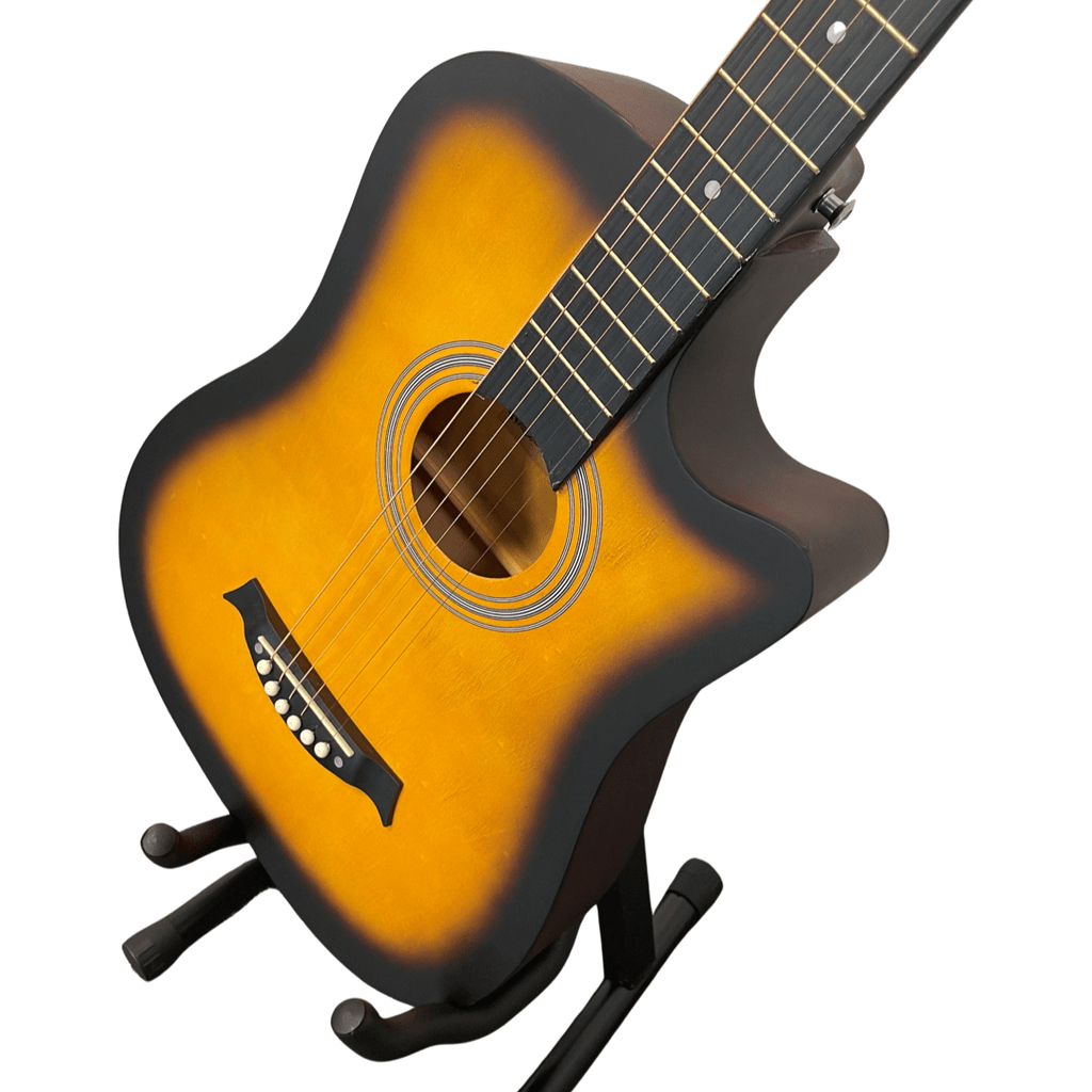 Acoustic Guitar with Wood, 1, Beginners Inch Full Natural Cutaway Hardwood - product gallery image 7