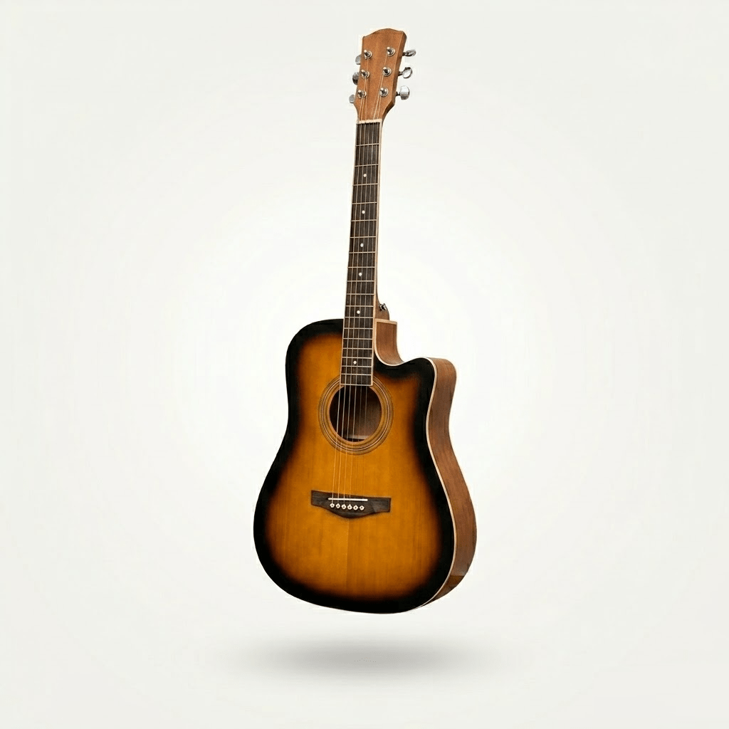 Acoustic Guitar with Wood, 1, Beginners Inch Full Natural Cutaway Hardwood