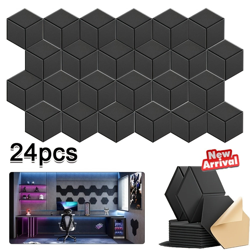 Acoustic Panel with Self-Adhesive, 24 Pack, 24pcs for bedrooms
