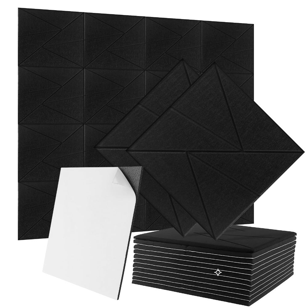 Acoustic Panel with Self-Adhesive, 30cm, 9mm, 12 Pack, 30*30*1cm, 12pcs - Black, 30*30*1cm - 12pcs option