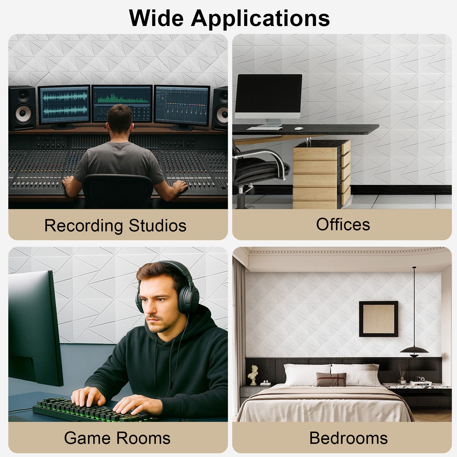 Acoustic Panel with Self-Adhesive, 30cm, 9mm, 12 Pack, 30*30*1cm, 12pcs - product gallery image 13