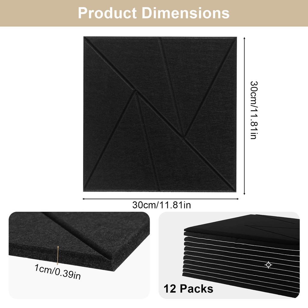 Acoustic Panel with Self-Adhesive, 30cm, 9mm, 12 Pack, 30*30*1cm, 12pcs - product gallery image 14