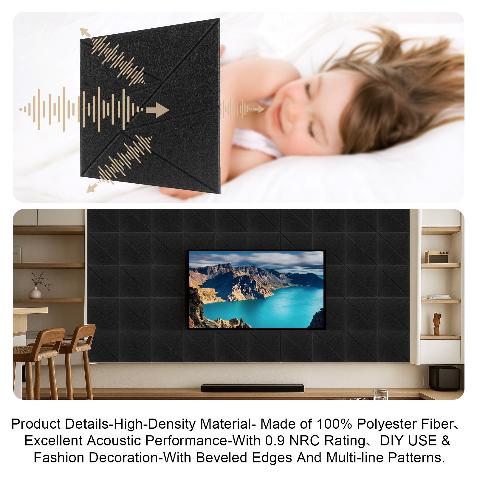 Acoustic Panel with Self-Adhesive, 30cm, 9mm, 12 Pack, 30*30*1cm, 12pcs - product gallery image 16