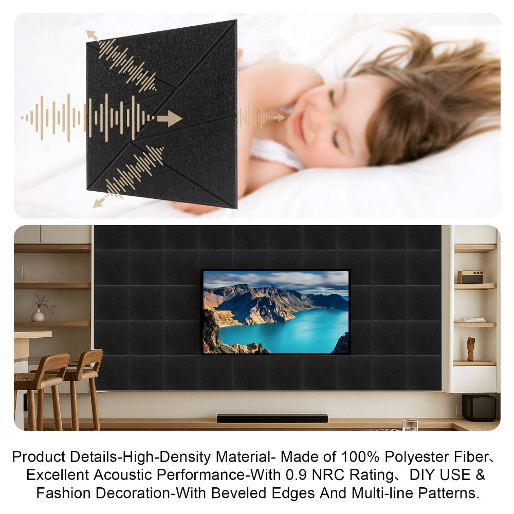 Acoustic Panel with Self-Adhesive, 30cm, 9mm, 12 Pack, 30*30*1cm, 12pcs - product gallery image 3