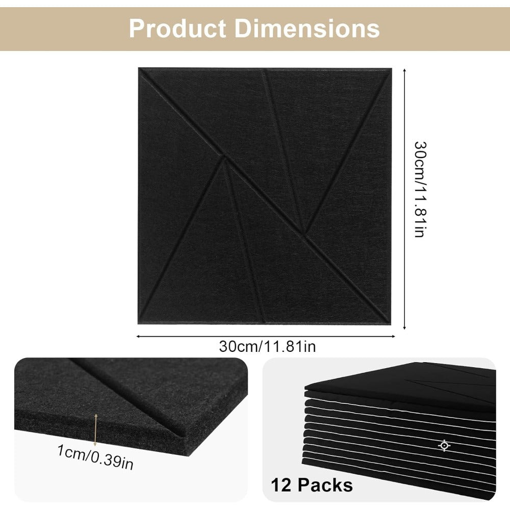Acoustic Panel with Self-Adhesive, Lockable, 12 Pack - product gallery image 5