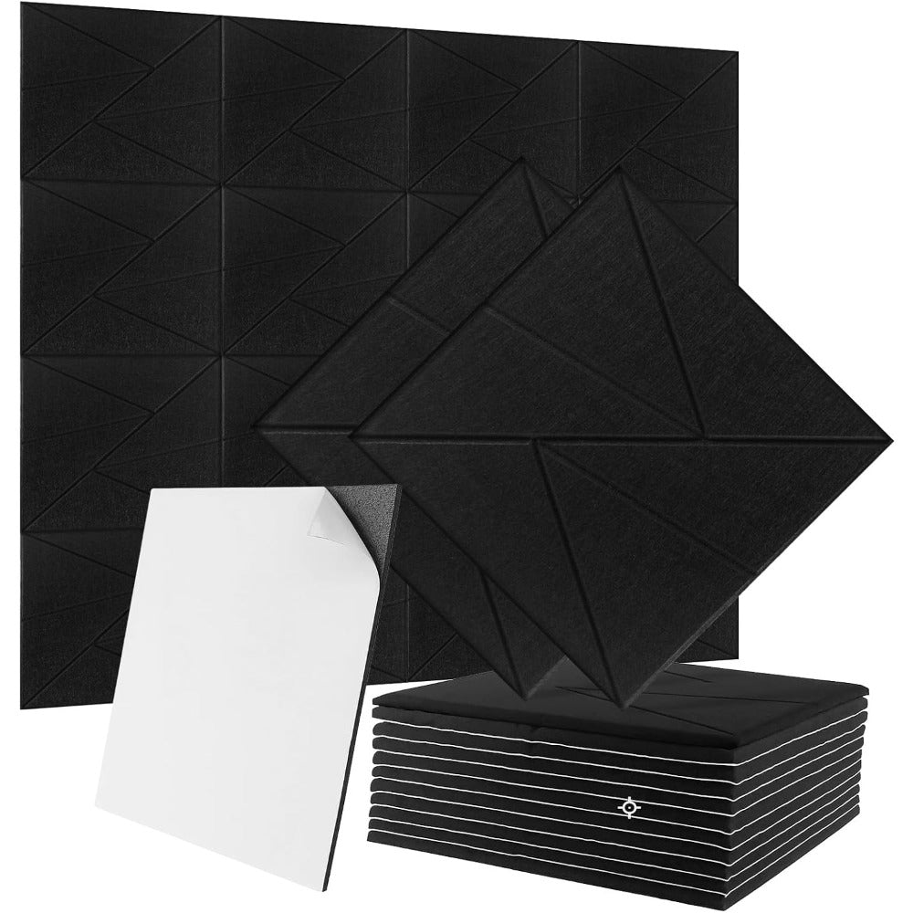 Acoustic Panel with Self-Adhesive, Lockable, 12 Pack