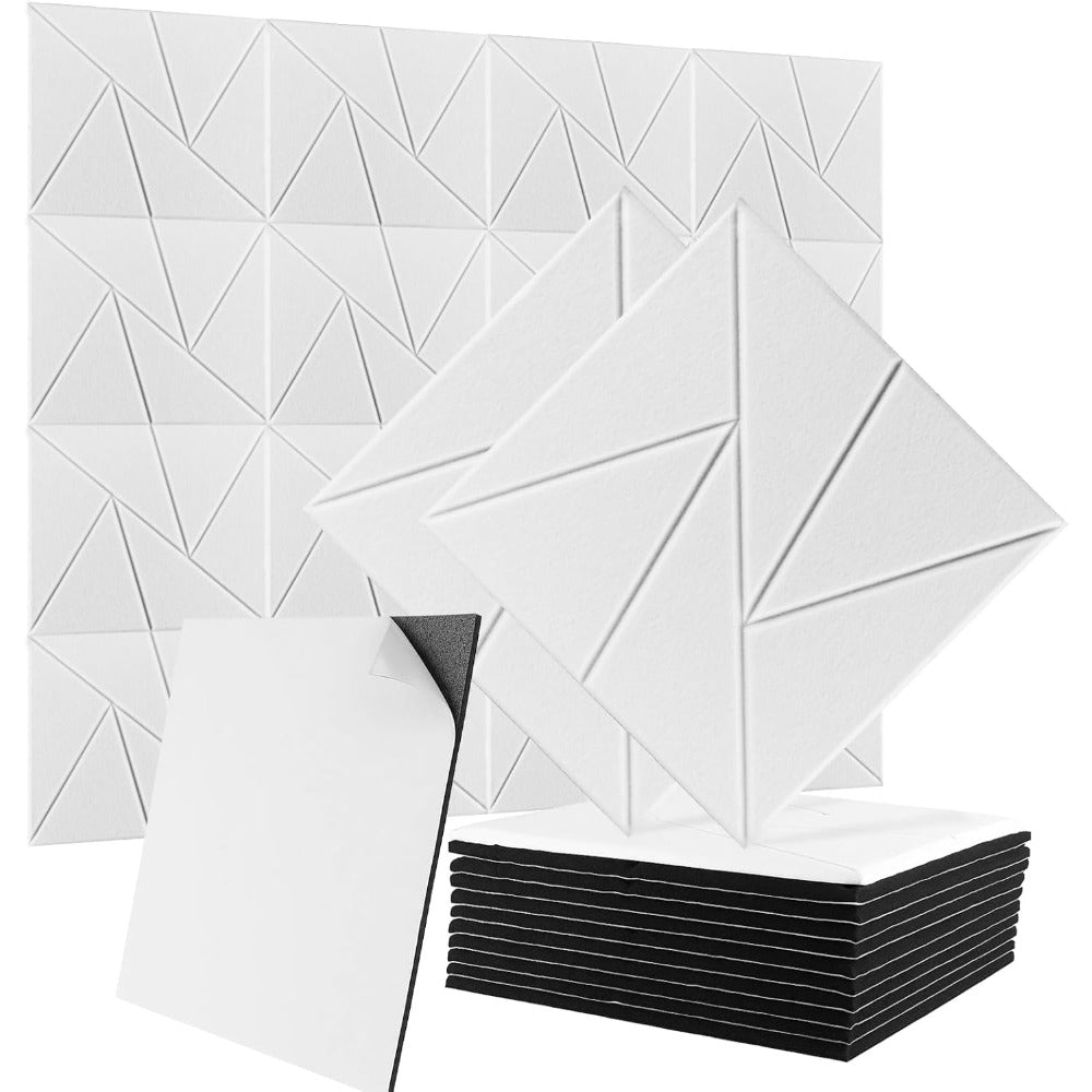 Acoustic Panel with Self-Adhesive, Lockable, 12 Pack - White option