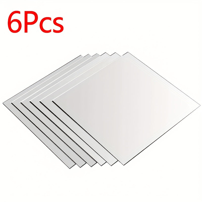 Acrylic Mirror Tile with Self-Adhesive, 6Pcs, Tiles Wall Stickers 30x30cm of Square