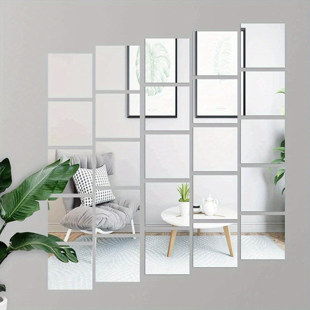 Acrylic Mirror Tile with Self-Adhesive, Glass, 40 Pack, 40pcs