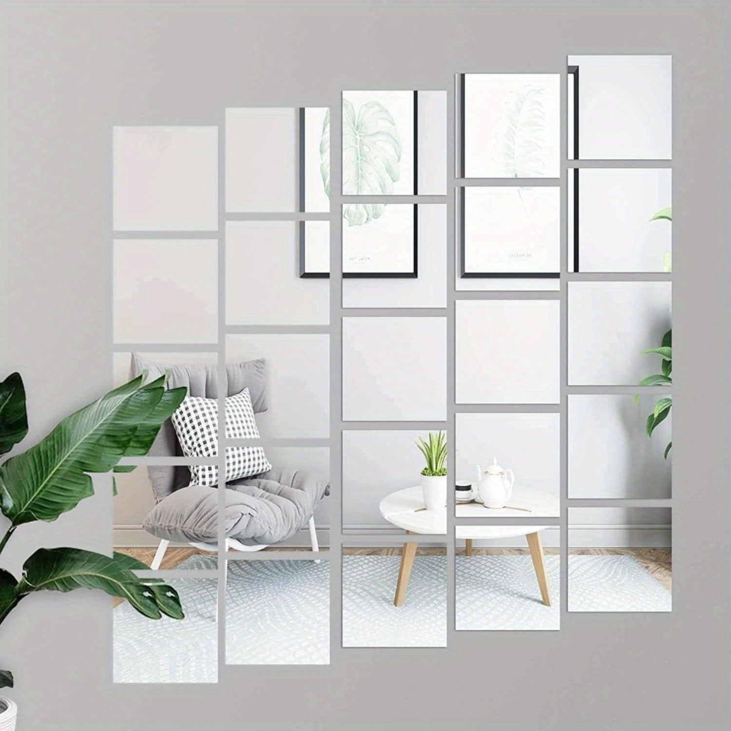 Acrylic Mirror Tile with Self-Adhesive, Glass, 40 Pack, 40pcs