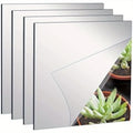 Acrylic Mirror Tile with Self-Adhesive, Glass, 4pcs