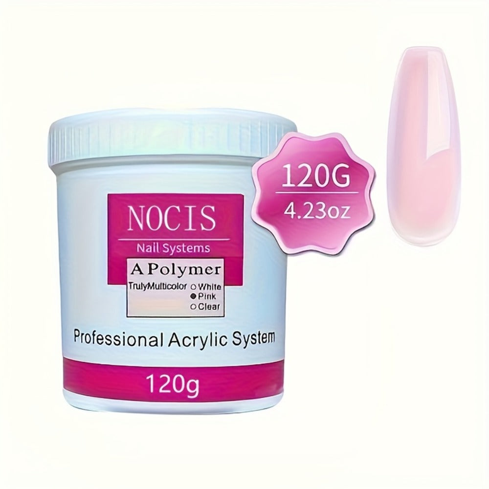 Acrylic Nail Powder with 120g, Glass, Cover Pink, Clear White Polymer 3D - product gallery image 14