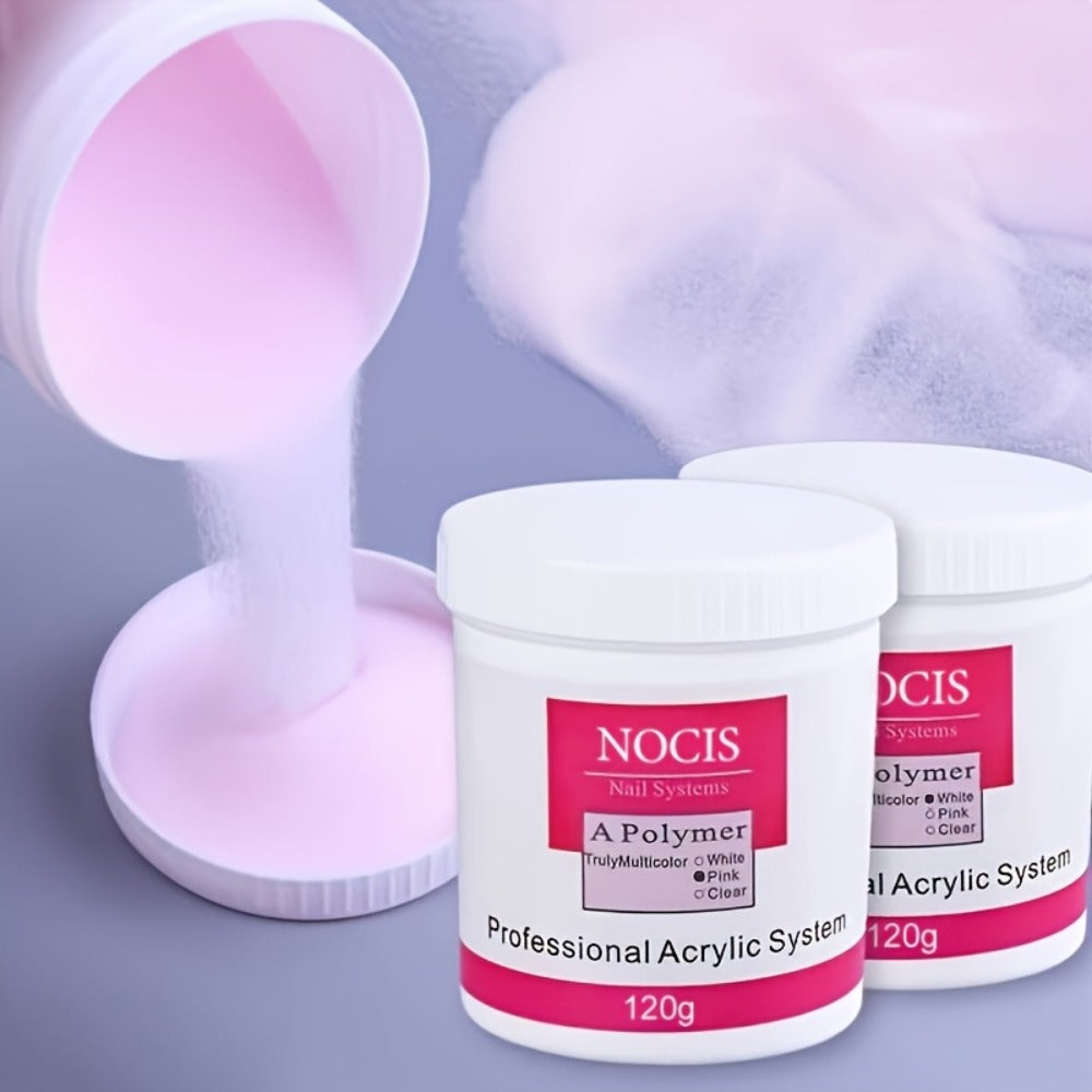 Acrylic Nail Powder with 120g, Glass, Cover Pink, Clear White Polymer 3D - product gallery image 2