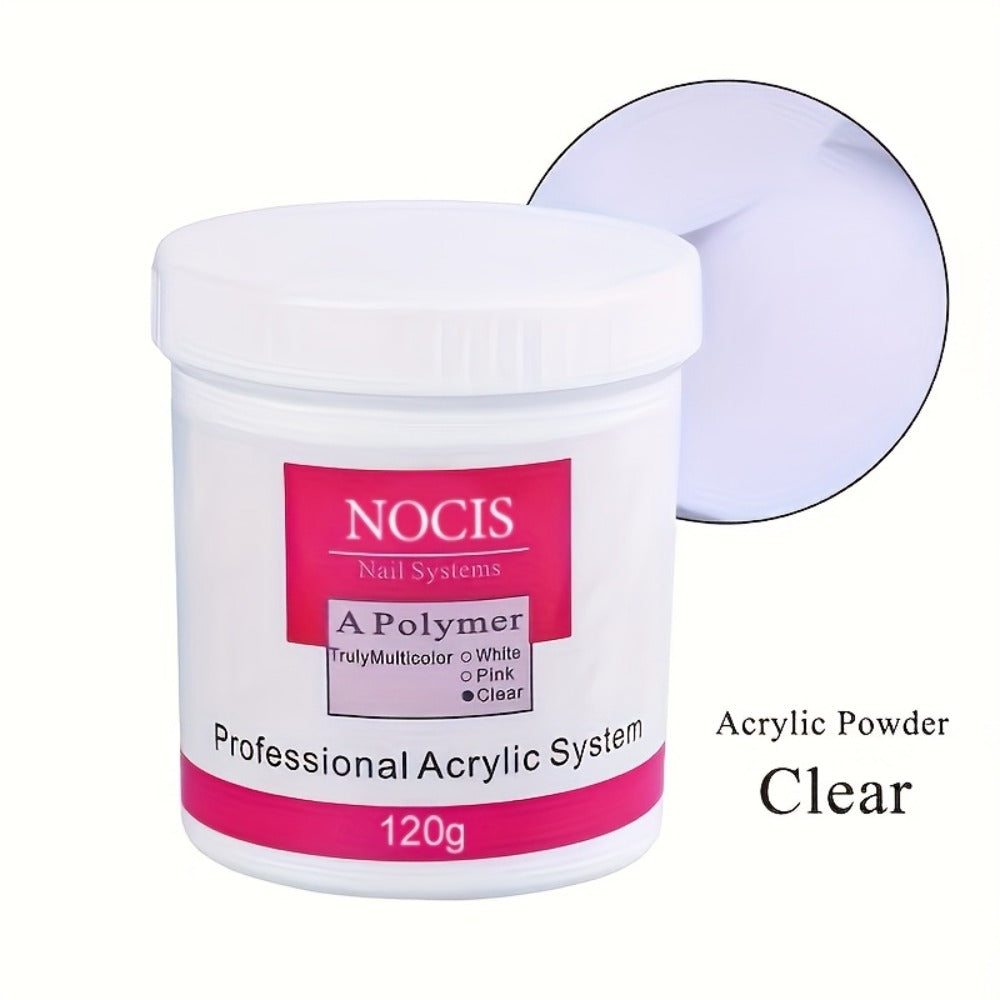 Acrylic Nail Powder with 120g, Glass, Cover Pink, Clear White Polymer 3D - product gallery image 5