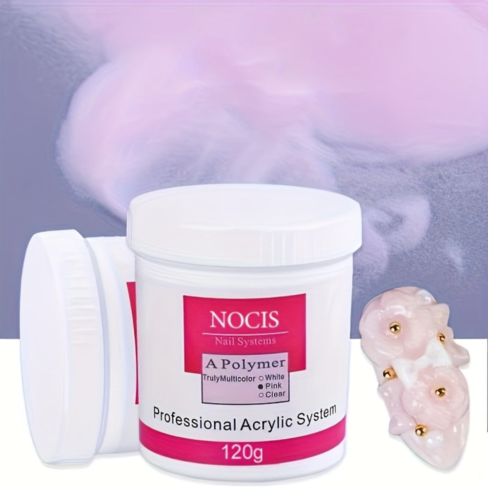 Acrylic Nail Powder with 120g, Glass, Cover Pink, Clear White Polymer 3D - product gallery image 9