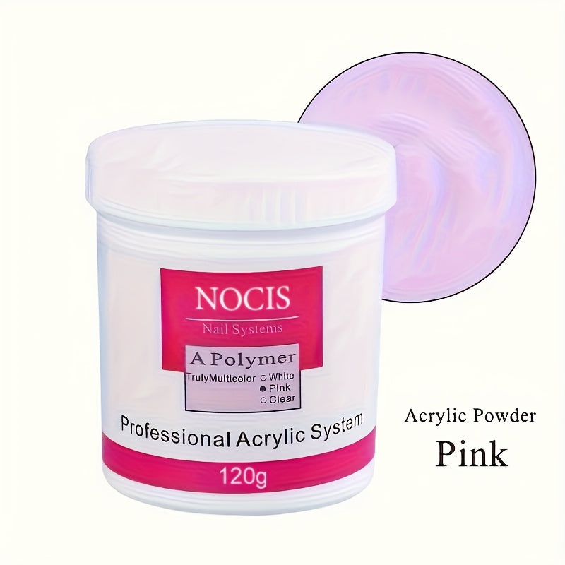 Acrylic Nail Powder with 120g, Glass, Cover Pink, Clear White Polymer 3D - pink color option