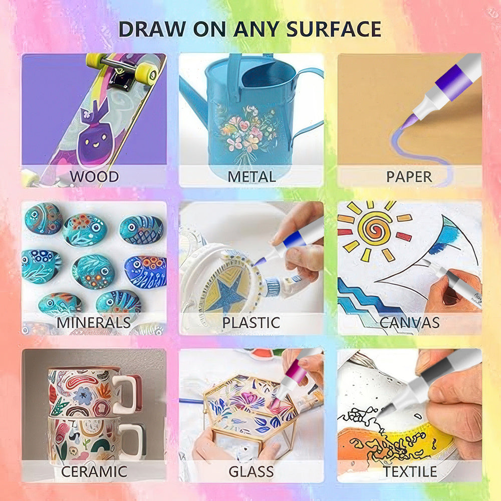 Acrylic Paint Marker with Metal, 120 Colours, Markers Colours Pens Rock, Glass, Wood - product gallery image 7