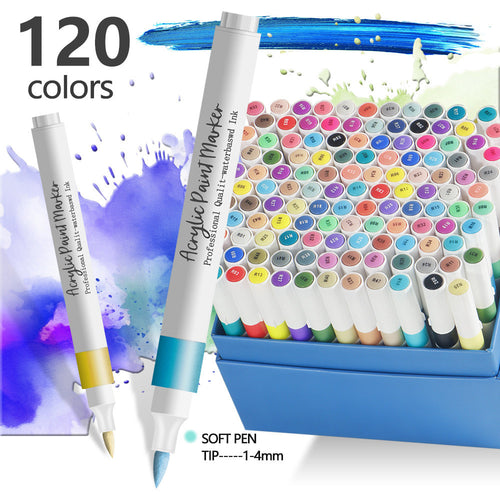 Acrylic Paint Marker with Metal, 120 Colours, Markers Colours Pens Rock, Glass, Wood