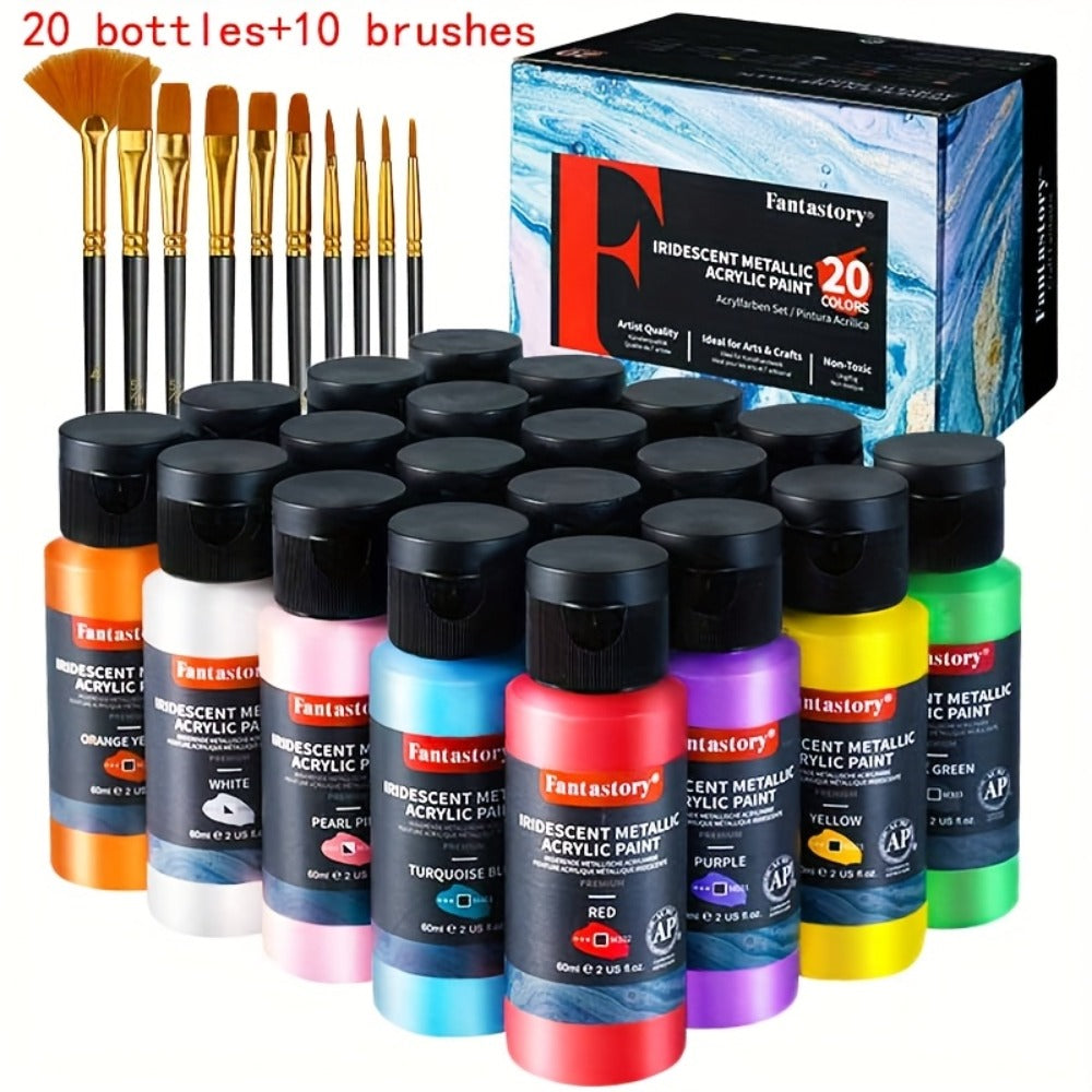 Acrylic Paint Set with Water-Resistant, 2oz, Metal