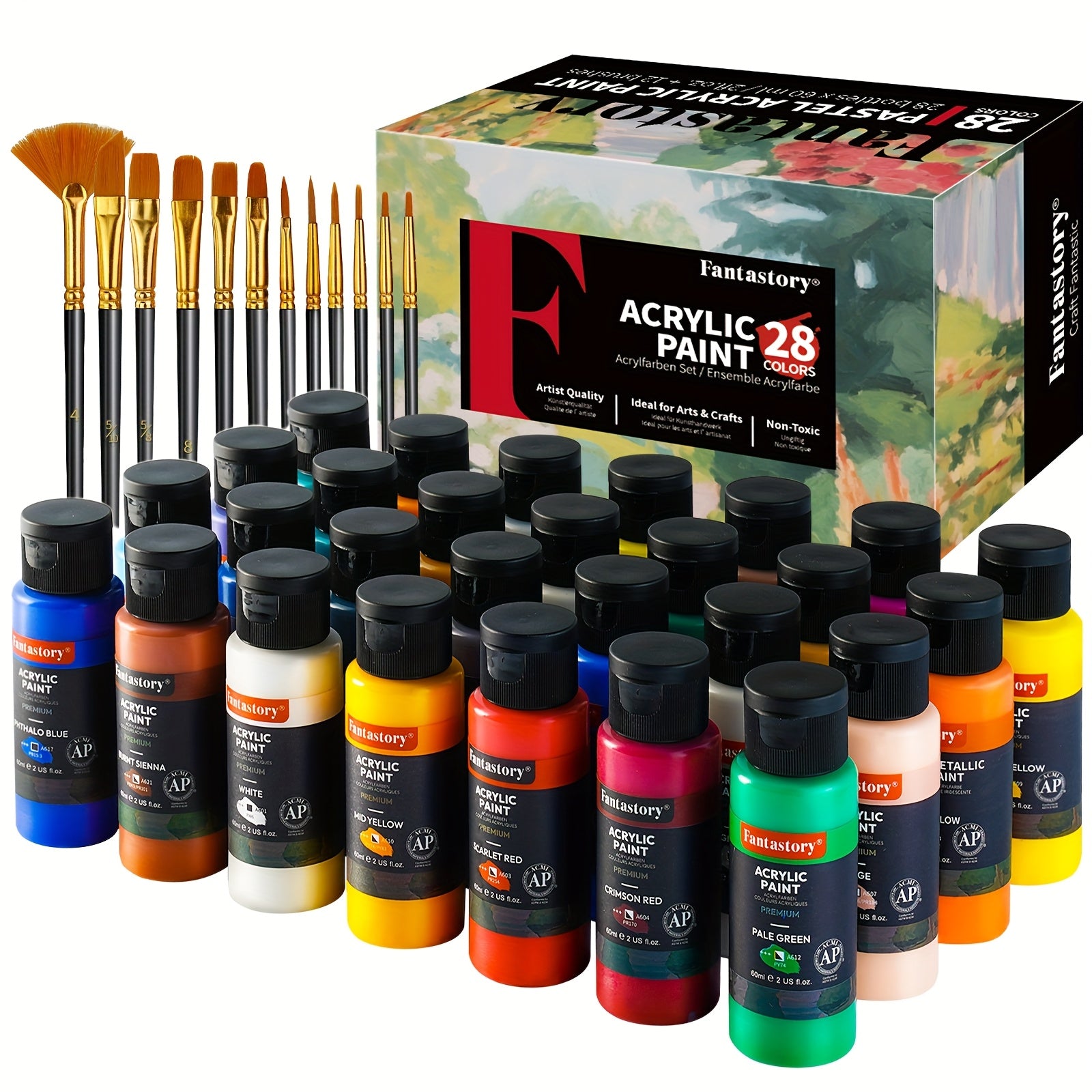 Acrylic Paint Set with Water-Resistant, 2oz, Wood for practical home use - 28 Colors option