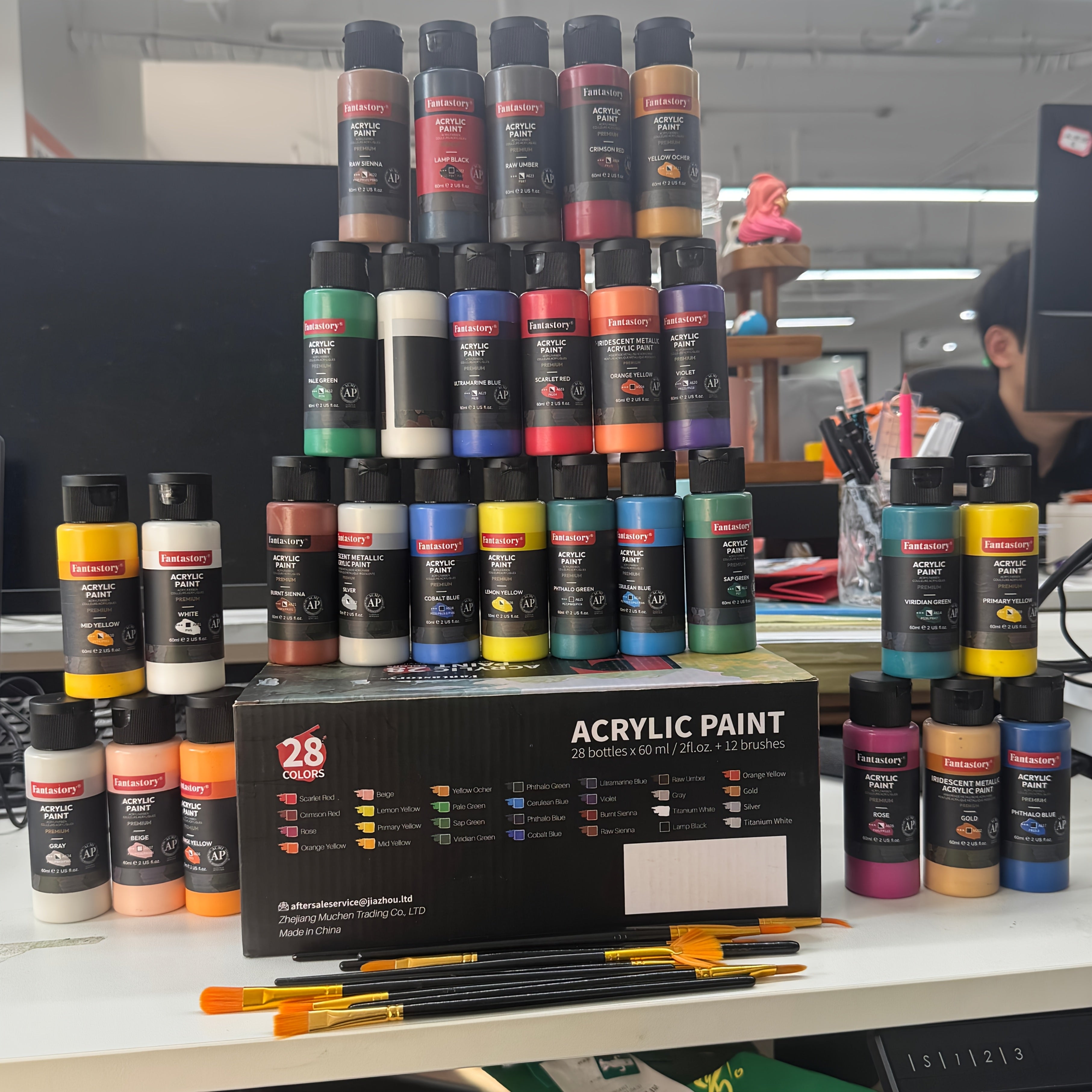 Acrylic Paint Set with Water-Resistant, 2oz, Wood for practical home use - product gallery image 2