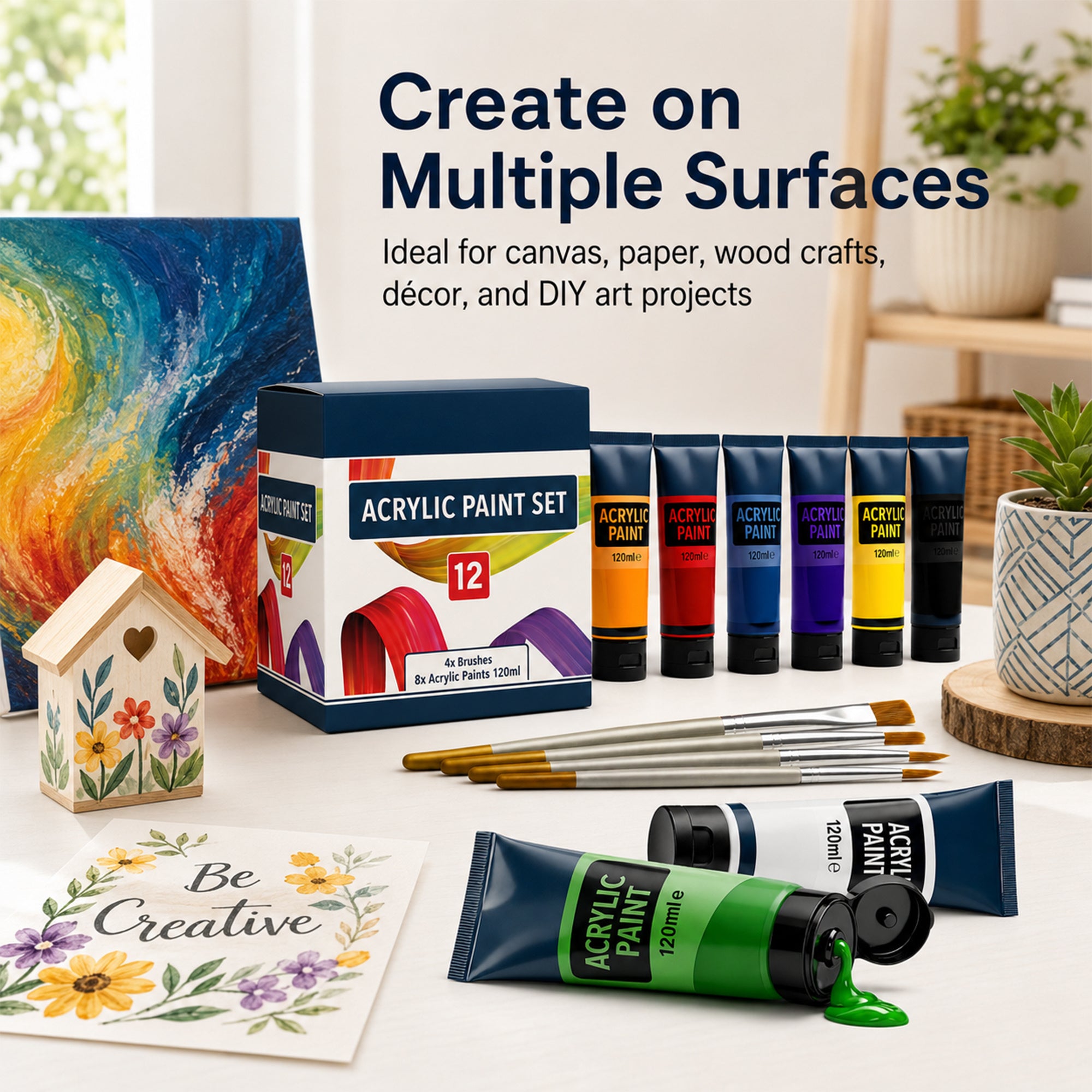 Acrylic Paint Set with Water-Resistant, Waterproof, 120ml, Wood - product gallery image 3