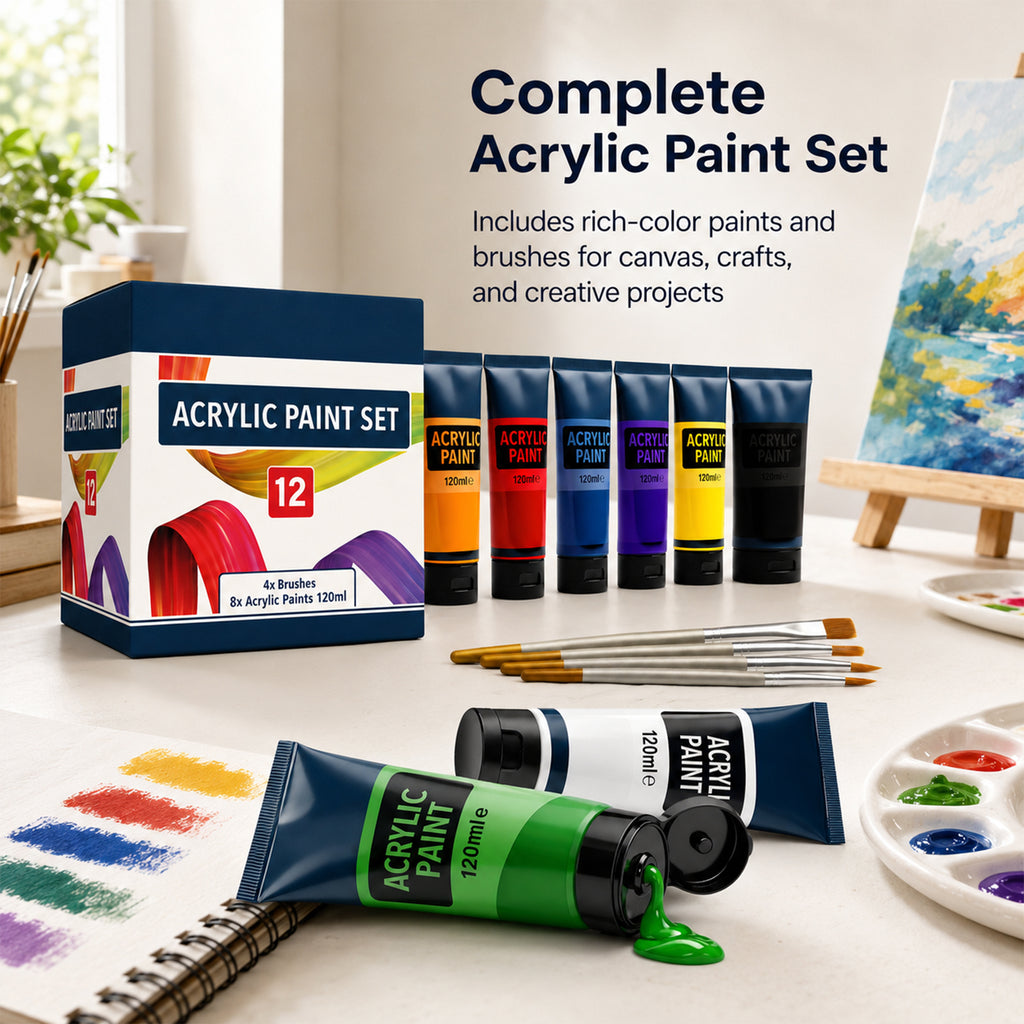 Acrylic Paint Set with Water-Resistant, Waterproof, 120ml, Wood - product gallery image 4