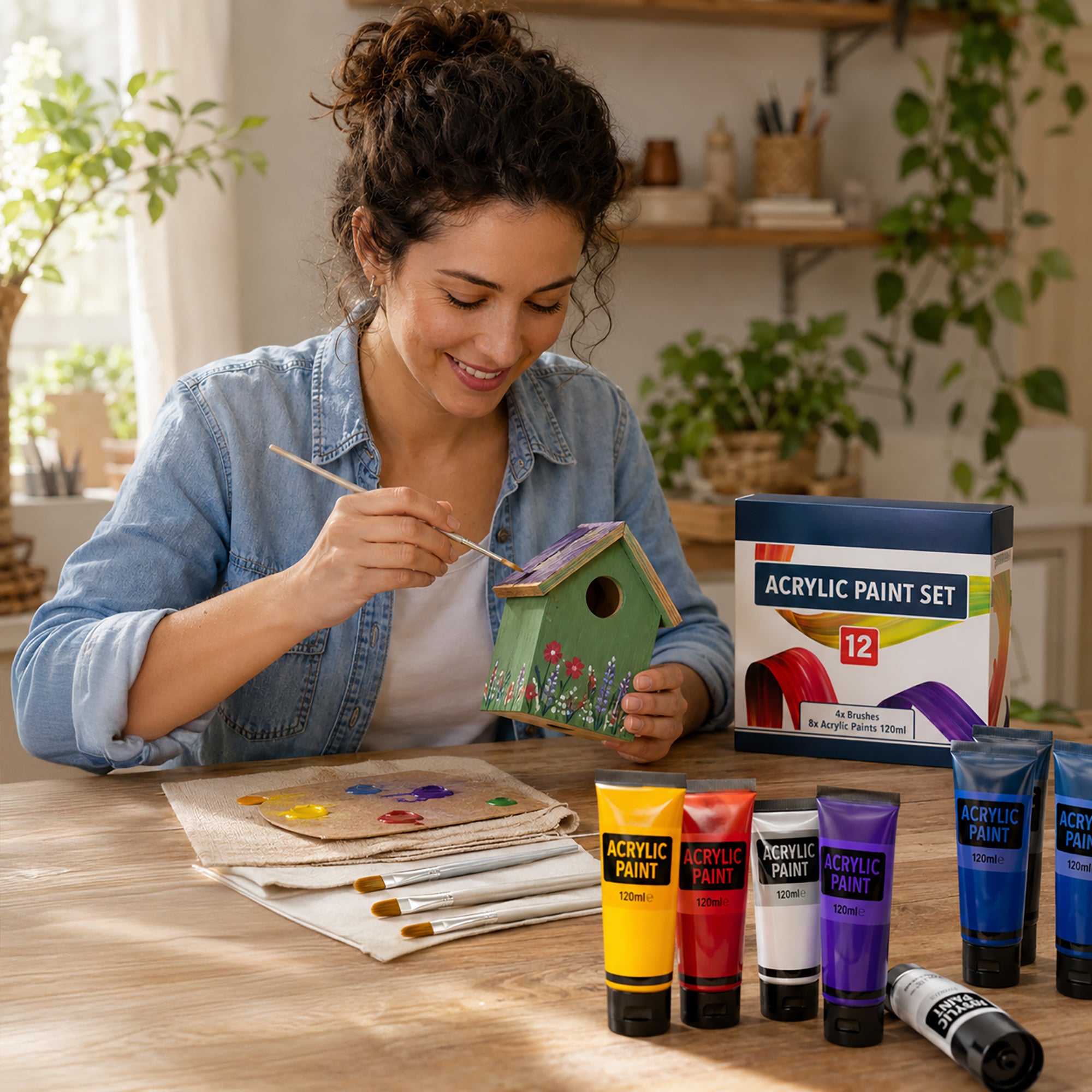 Acrylic Paint Set with Water-Resistant, Waterproof, 120ml, Wood - product gallery image 6
