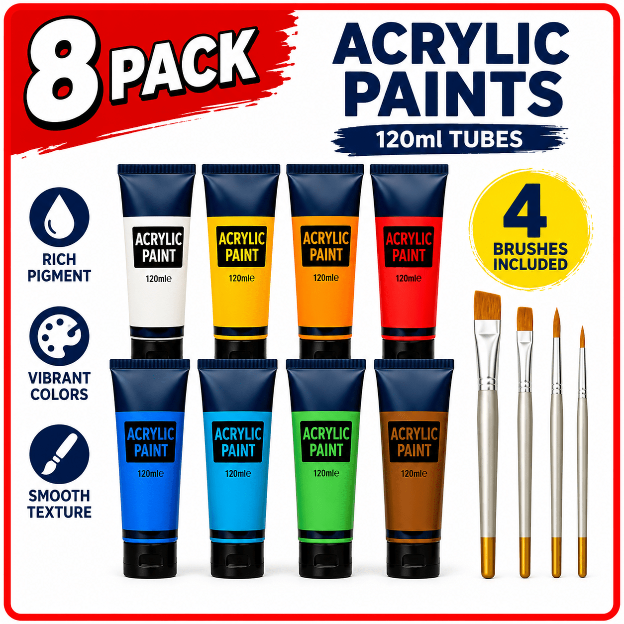 Acrylic Paint Set with Water-Resistant, Waterproof, 120ml, Wood