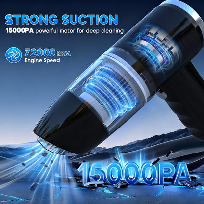 [Car Wireless Vacuum Cleaner] 15000Pa Large Suction Power Handheld And Portable, Long Battery Life Fast Charging with Flat Suction Head, Powerful Vacuuming, Hair Removal, Pet Hair, Nook And Cranny Cleaning, Dust And Hair In The Car, And Suck It Up