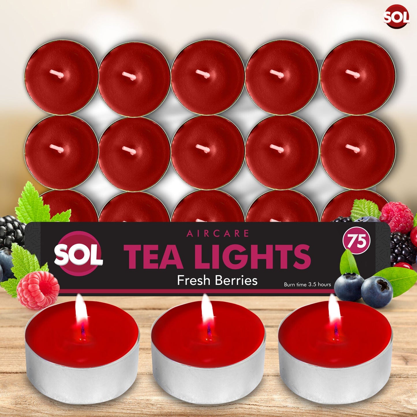 75 Pack Scented Tea Light Candles | Assorted Tealights with 5 Fragrances (Vanilla, Fresh Berries, Peach, Mountain Spring, Lavender) | 4 Hour Burn | Decorative Home & Gift Candle Set