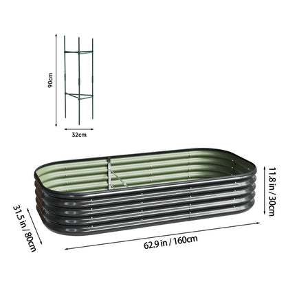 Oval Elevated Planter Box Metal Raised Garden Bed, Outdoor Vegetable Fruit Flower Herb Growing Box, 2 Sizes 2 Colours Available