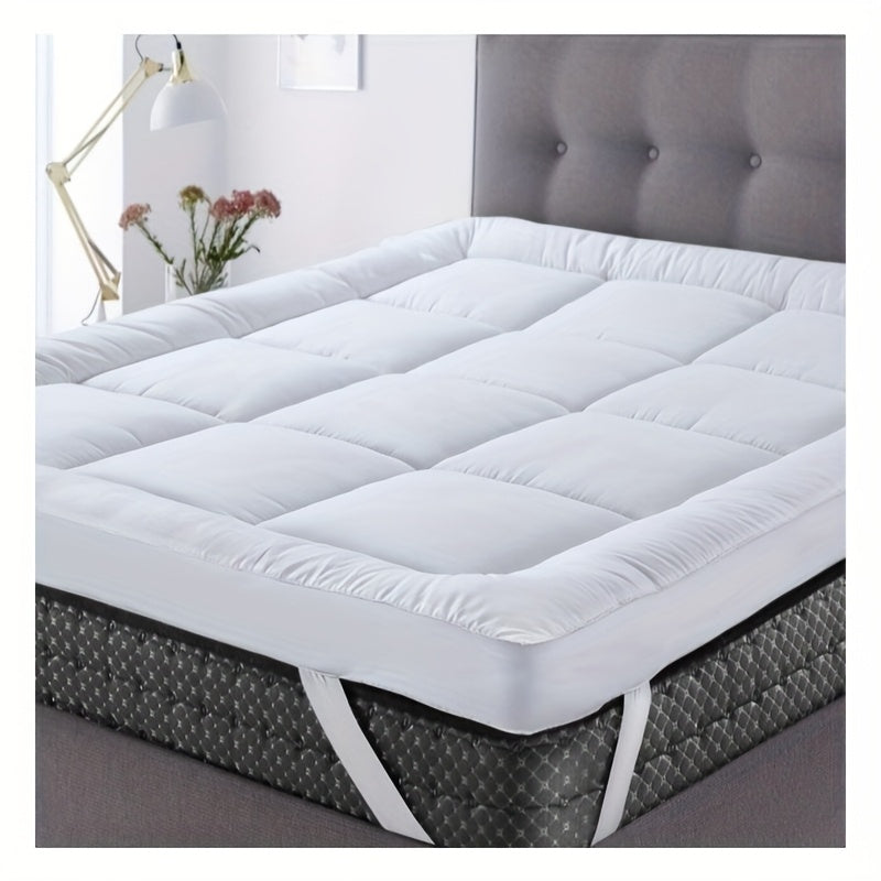 Hotel Quality Mattress Topper 10cm Deep 1200GSM Hollowfibre Overfilled Quilted Bed Pad with Elastic Corner Straps, Anti-Slip Topper for Single, Small Double, Double, King & Super King UK Beds