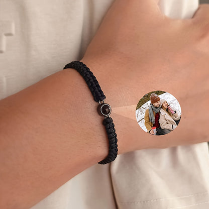 [Custom Photo Bracelet] Personalized Custom Photo Projection Bracelet | Hand-Woven Rope Unisex Bohemian Fashion Jewelry - Memorial Couple Bestie Gift for Birthday Anniversary Valentine's Day Christmas Father's Day