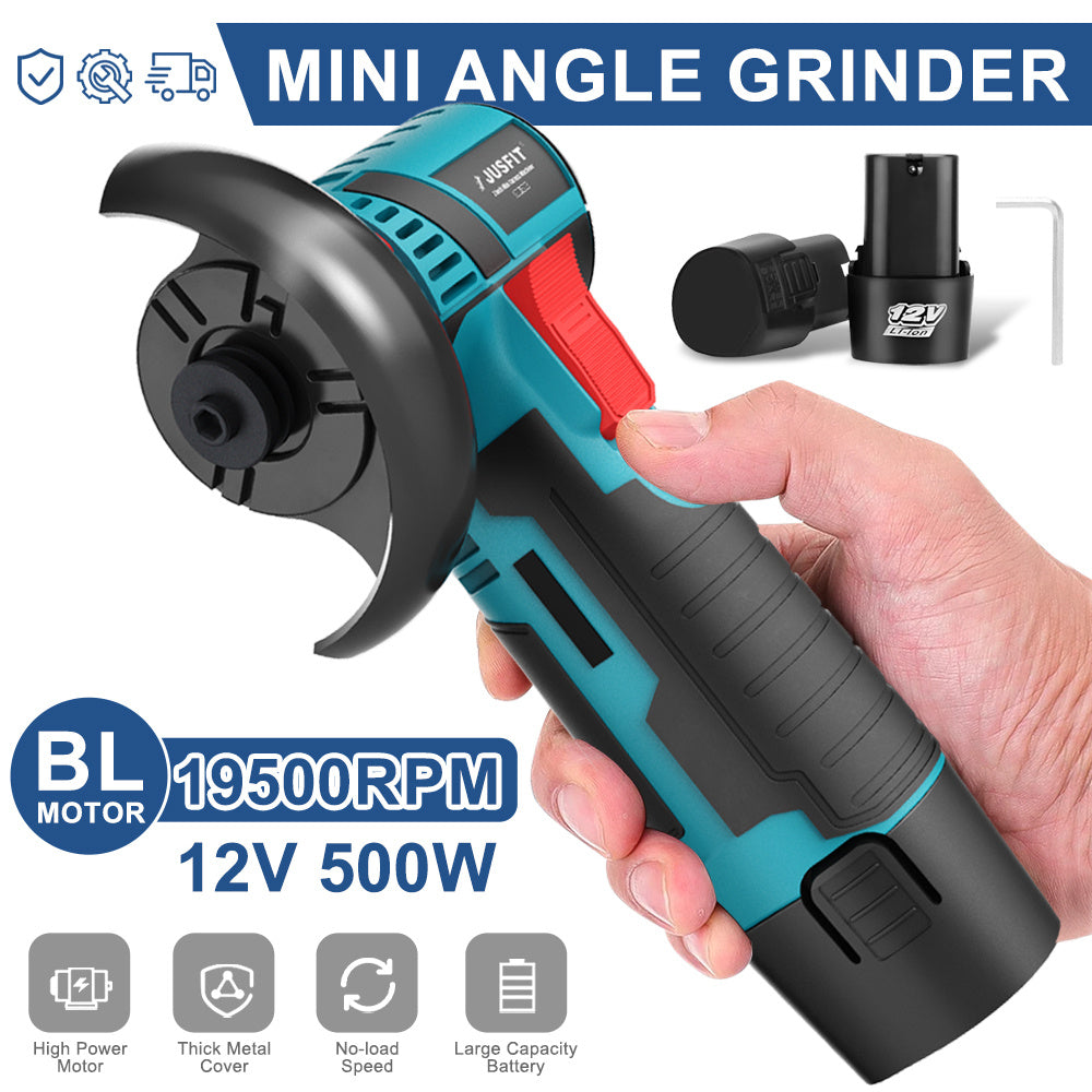 Powerful Cordless Angle Grinder - 2 Batteries, Battery Rechargeable, home DIY wood and metal grinding and polishing, Electric Multifunctional Polishing Grinding Machine, Mini Cordless Tool, Rust Removal, Ideal for Birthday Gift Automobile (Warning for Mul