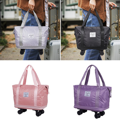 Travel Duffle Bag with Removable Wheels, Luggage, Suitcases, Expandable Sports Gym Bag for Women Men, Dry Wet Holdall Luggage Weekend Overnight Bags for Swimming