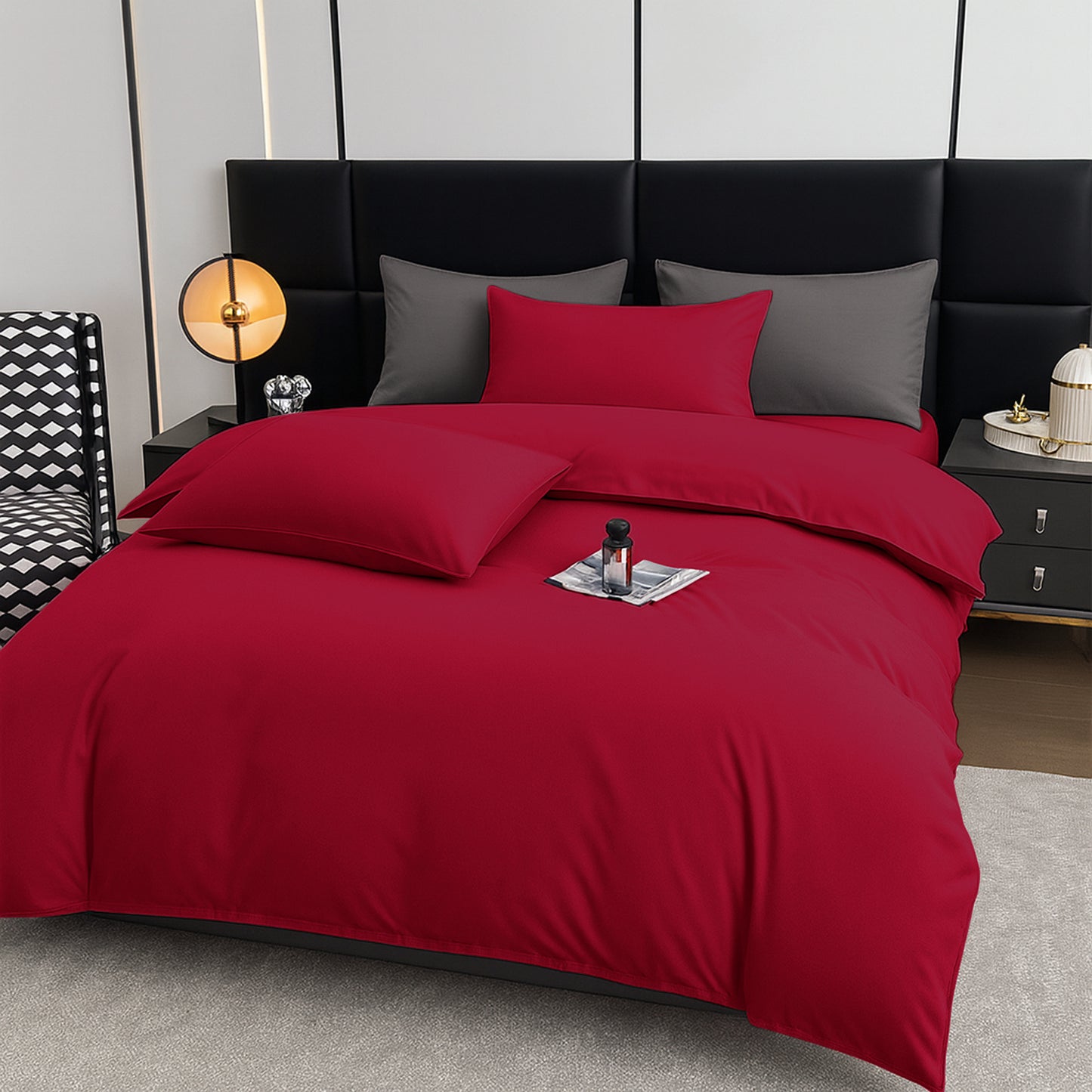 4pcs Brushed Solid Color Duvet Cover Set, Ultra-Soft & Breathable Microfiber, Includes 1pc Duvet Cover, 2pcs Pillowcases, 1pc Fitted Sheet, Single, Double, King, Super King Sizes