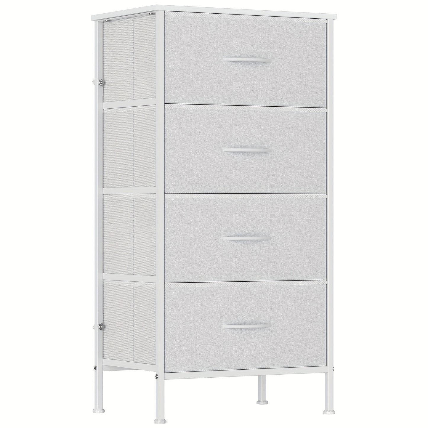 1pc Modern Tall Dresser with 4 Spacious Drawers - Large Storage Cabinet with MDF Wood Top & Sturdy Metal Frame, Freestanding Tall Tower Unit with Legs, 68.58cm+ Height, 3.2 Cu Ft Capacity, Space-Saving Vertical Organizer for Bedroom/Living Room